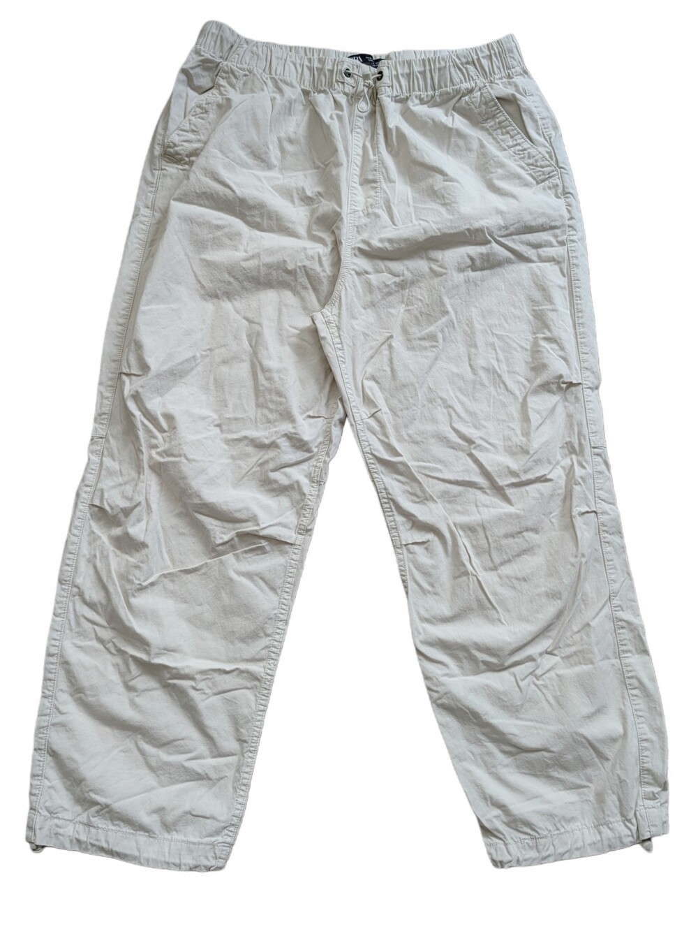 Zara DNWR Reformulate Mens Off White Cotton Parachute Utility Pants Size XL